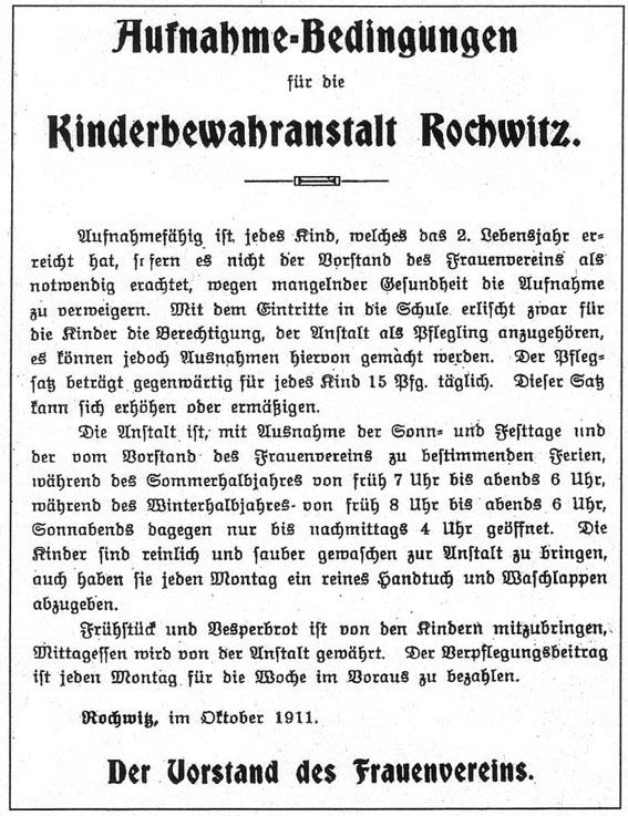 Aufnahmeordnung der Kinderbewahranstalt Aufnahmeordnung der Kinderbewahranstalt
